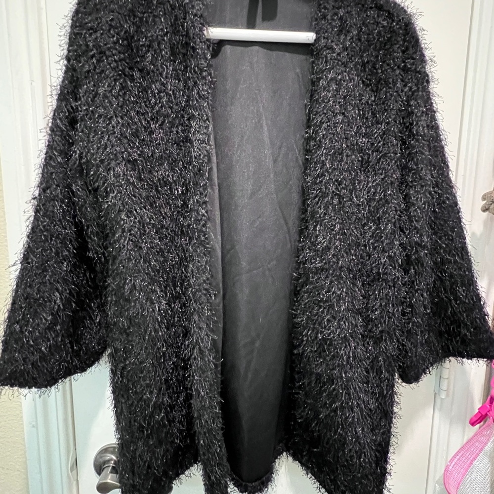 Women's Black Fuzzy Sweater